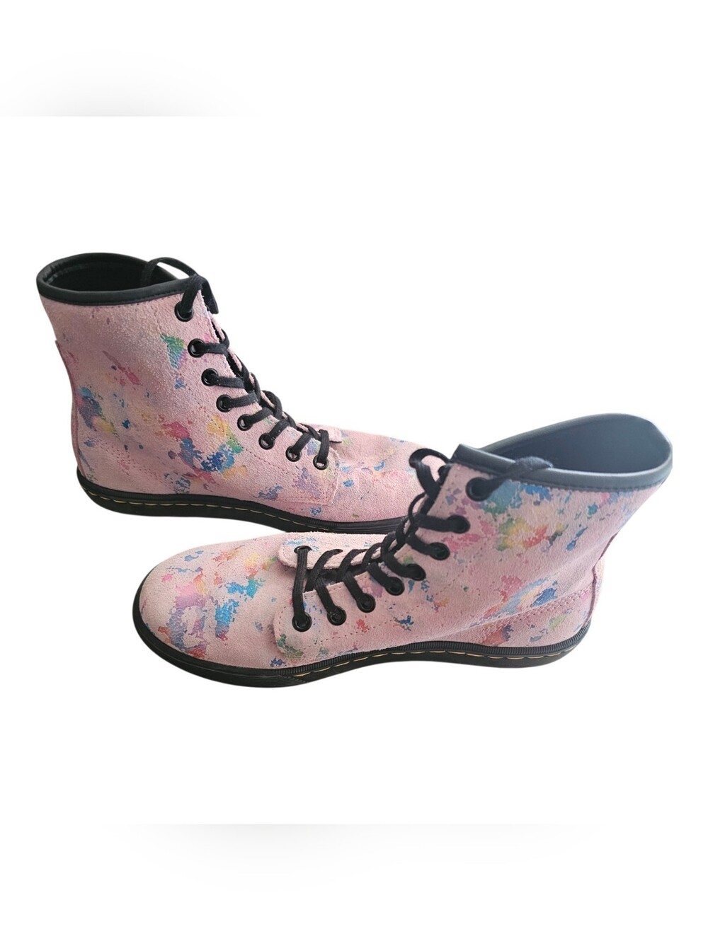 Dr Martens Sheridan Pink Rainbow Burst Suede Boots Size 7